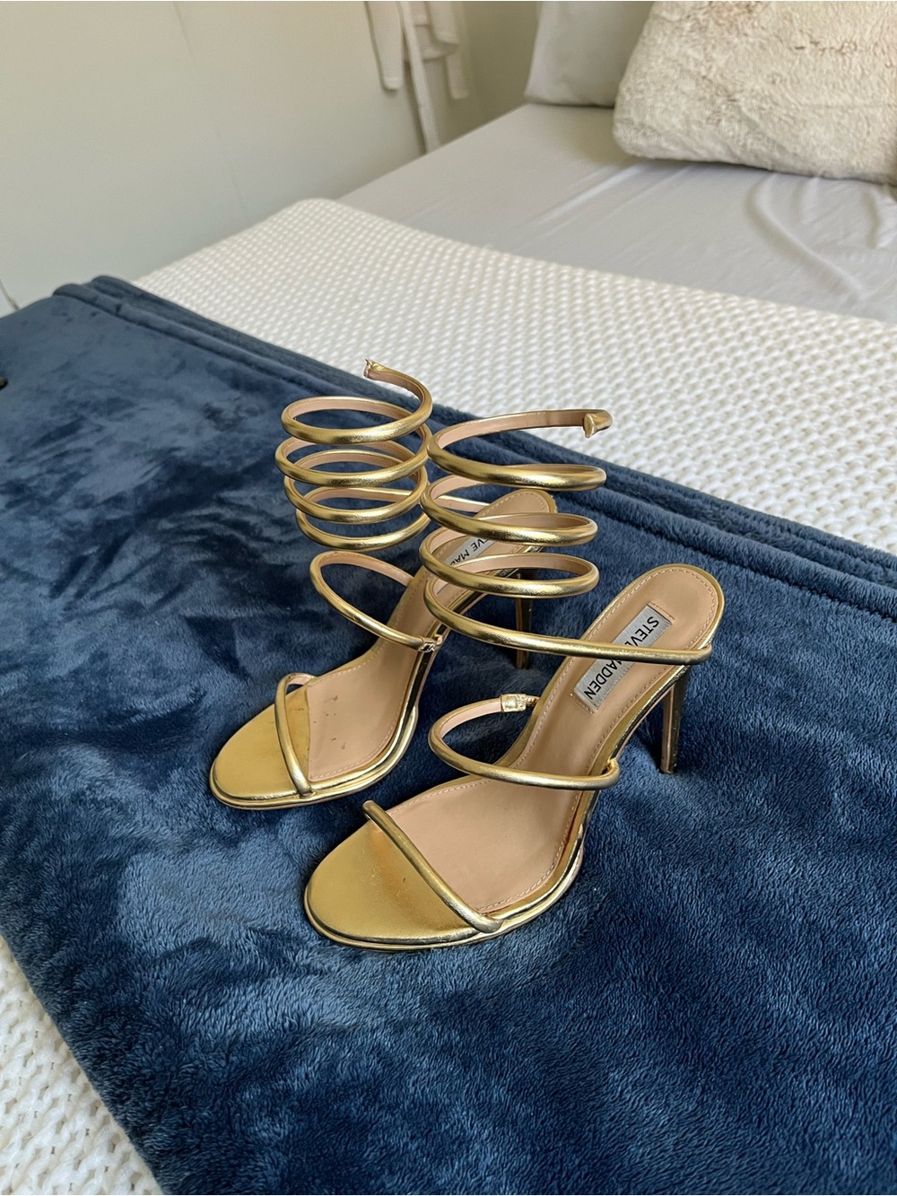 Steve Madden Gold Coil Wrap Stiletto Sandals - Picture 3 of 4